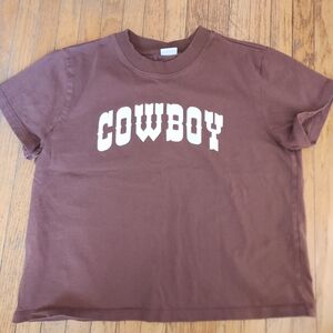 Sunday Best Brown Cowboy Cropped T Shirt